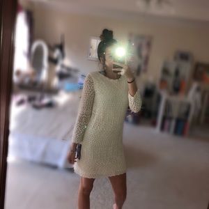White long sleeve sweater dress